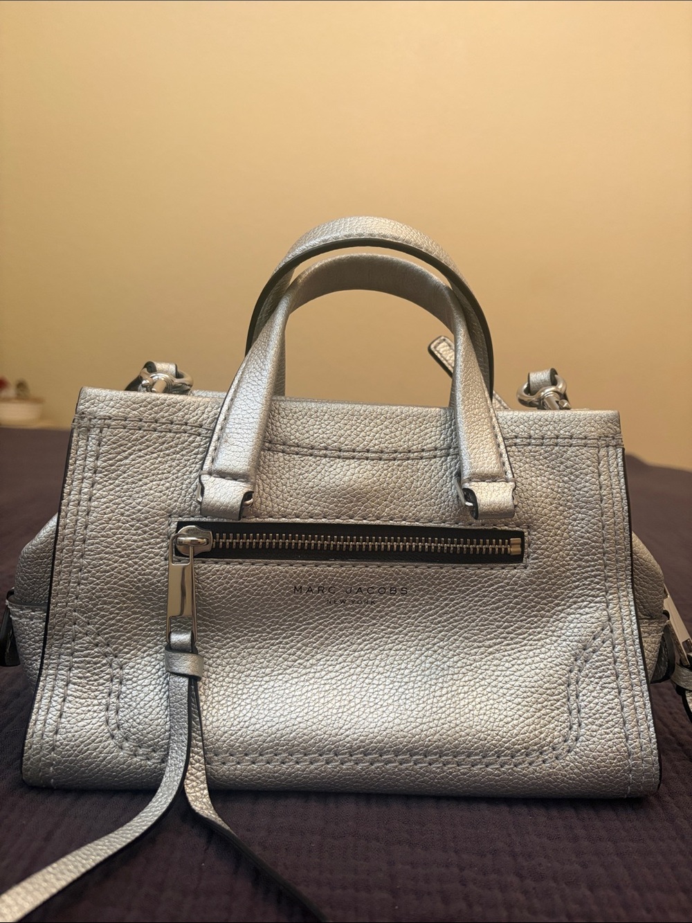 Marc Jacobs Metallic Mini Crossbody Pebbled Satchel Handbag